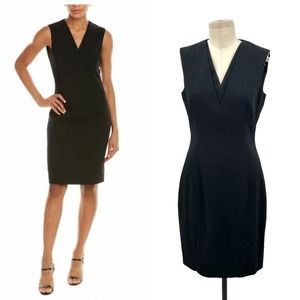 Ted Baker Saloted Fitted Dress With Contrast Neck Black Size 2 / US 6